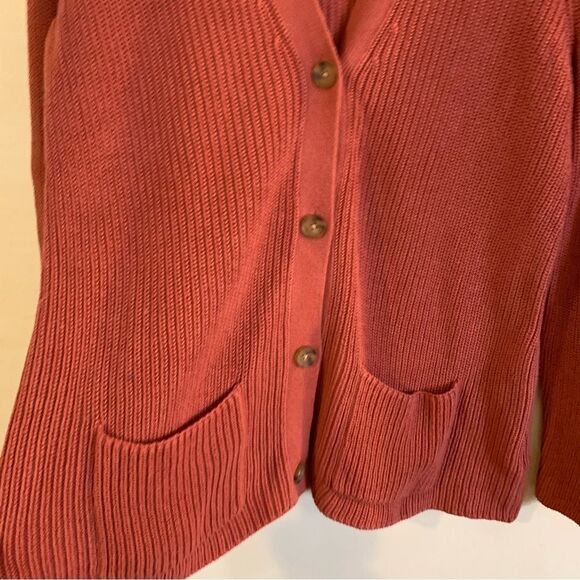Lands End Drifter Cardigan Sweater Coral Pockets Cotton Button Up Sz Small - Picture 5 of 7